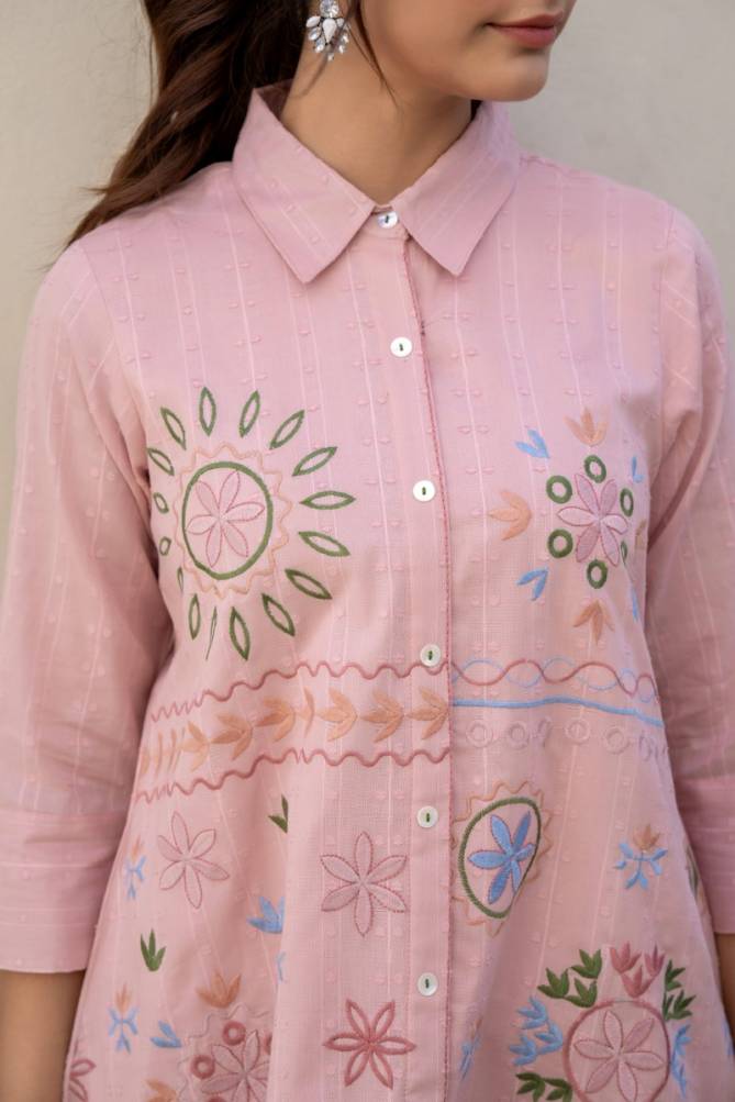 FF Designer Pink Cotton Designer Weastern Cord Set Wholesale Shop In Surat
